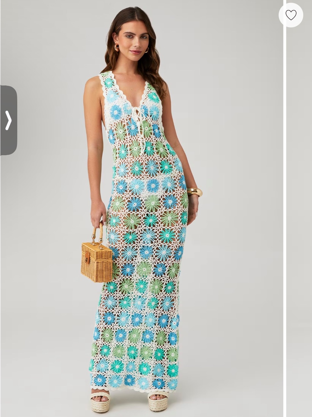 Show Me Your MuMu Crochet Floral Maxi Cover-Up in Blue & Green